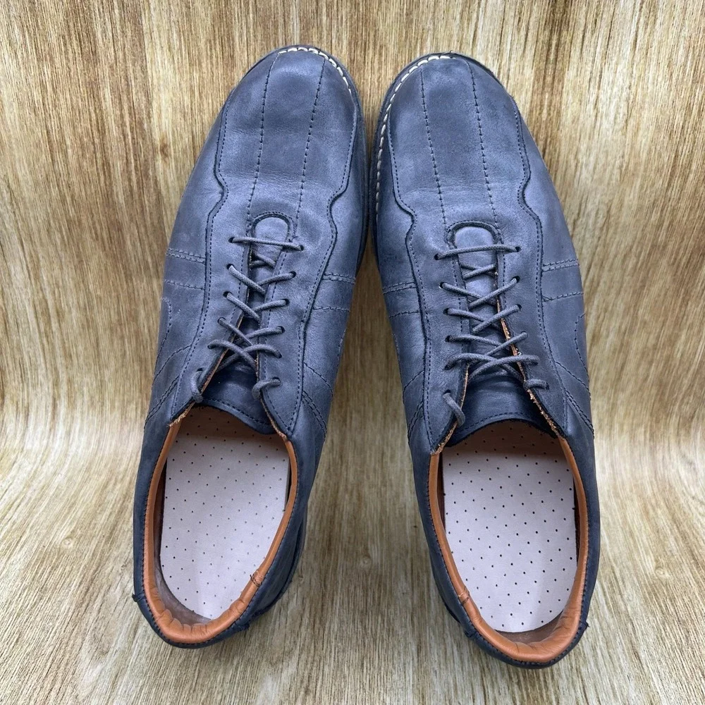 Allen Edmonds Voyager Men's 11 D Gray Leather Bicycle Toe Casual Oxford 9384